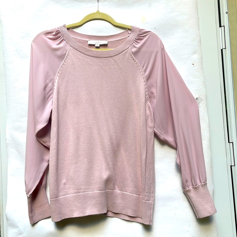 Mixed Media Sheer Long Sleeve Sweater by Loft